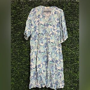 Blue and White Patterned Women's Dress